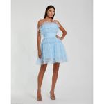 Mac Duggal 20529 Powder Blue Feathered Strapless Tulle Fit & Flare Party Dress 8 Photo 7