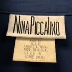 Vtg Nina Piccalino blue 80’s 90’s layered chevron‎ blouse with kilt pins size 6 Photo 3