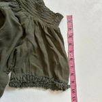 Aerie  Off Shoulder Boho Crop Top Women’s Medium Green Smocked Peasant Blouse Photo 5