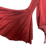 Caroline Constance extra bell sleeve silk V neck burnt orange bodysuit sz S Photo 3