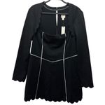 Maeve Anthropologie Square Neck Scalloped Hem Long Sleeve Mini Dress Size L Photo 4