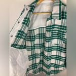 Joie  Plaid Flannel‎ Green and White Wool Blend Shacket Jacket Women's Medium Photo 4