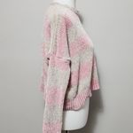 Romeo + Juliet Couture pink tan striped cropped chenille sweater size medium Photo 2