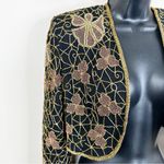 Papell Boutique Vintage  Jacket Womens M Silk Beaded Boxy Deadstock VTG Cropped Photo 2