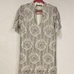 Socialite  Dress Womens Medium Ivory Black Lace Short Sleeve High Neck Nordstrom Photo 0