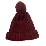 West Loop  Knit Pom Pom Beanie Hat Fold Over Burgundy One Size Fits Most Photo 8