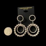 Christian Sirianio NWT-CHRISTIAN SIRIANO Stunning silver tone earrings covered in clear rhinestones, three hoops, brand new, never worn  Photo 4