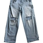 Vera Wang  distressed Boyfriend Cropped Denim Jeans Light Blue Size 8 Mid Rise Photo 0