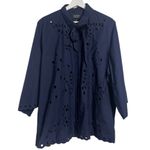 J.Crew NWT Collection Navy Eyelet Button Down Top Photo 1