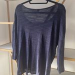 Anthropologie  Moth Crossed Pointelle Pullover Sweater Navy Round Neck Photo 2