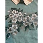 Vintage grandma collar sweatshirt white flower green size med Photo 1