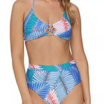 Raisin's Costa Strappy Top High Waisted Bottom Bikini Set Palm Blue size s NWT Photo 0