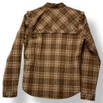 Nili Lotan Women's Plaid Ruffled Collar Long Sleeve Button Up Shirt Size S Brown Photo 2