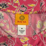 Ruby Rd . Women’s pink, yellow, white floral 3/4 sleeve top raised white dot Sz M Photo 3