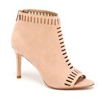 Loeffler Randall Sloane Perforated Suede Peep Toe Heeled Booties in Shell 8 Photo 0