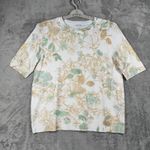 Chico's  Sweater Medium Gold Metallic Floral Pullover Elegant‎ Shimmer Grannycore Photo 1
