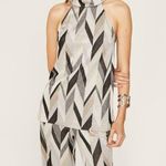 Trina Turk Jocular Geometric Chevron Silver Metallic Mock Neck Sleeveless Top XS Photo 1