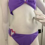 Wild Fable  Women’s Purple with Pink Heart Two piece Bikini Set Size Medium. Photo 3