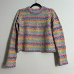 La Ligne Cherie Striped Cropped Rainbow Sweater Wool Cashmere Size Small Pink Photo 0