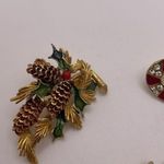 Lot Of 3 Gold Tone Costume Brooch Pins Christmas Holiday Reindeer Candy Cane Etc Photo 4
