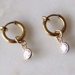 12mm Huggies With CZ Charms Gold Photo 4