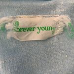 Forever Young Vintage 60s  Midi Shift Dress L Blue Linen Blend Tie Waist Buttons Photo 4