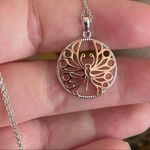 Butterly Rose Gold Sterling Silver Necklace Silver Photo 2
