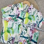 Sigrid Olsen  100% Linen Button Down Shirt Top Tropical Print Multicolor Size S Photo 8