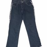 Windsor Y2K  Fringe Sides Beaded Studded Cropped Jeans Blue White Silver Sz 3 Photo 3