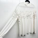 EXPRESS Crochet Office Workwear Party Cocktail Elegant Womens Top Size Large Photo 4