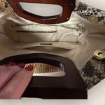 Nicole Miller  Straw Wood Handle Snap Closure Clutch Photo 10