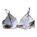 Shade & Shore  32B Bikini Top White Purple Green Floral Tropical Swim Underwire Photo 1