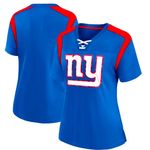 NFL New York Giants Women Short Sleeve Lace Up V-Neck Fashion Jersey top medium Photo 1