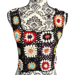 Granny Square Crochet Tank Top Black Photo 0