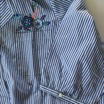 Blair NEW! Striped Floral Embroidered Pin Strip Pocket  Blouse Size 3X Photo 5