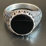 Round black obsidian S925 silver ring size 10.5 Photo 0