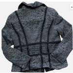 Basler Black Label Jacket Womens 40 Gray Black Zip Up Mock Neck Textured Blazer Size M Photo 2