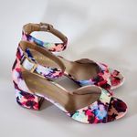 Dream Paris Dream PairsChunkle Pink Floral Low Heel Ankle Strap Chunky Sandals Size 8 Photo 2