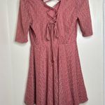 Love, Fire  Fit and Flare Dress Woman’s size large Lace up back Dusty Rose Photo 3