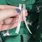 Anthropologie Green Satin Dog Print Pajama Set Photo 3