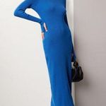 Great Jones Cobalt Blue Ribbed Knit Long Sleeve Sweater Midi Dress Size Large Photo 0