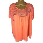 Torrid Lace Yoke Blouse Flutter Sleeve Keyhole Back Coral 1 Photo 1