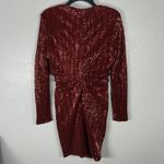 Lavish Lice NEW Lavish Alice Pleated Sequin Mini Dress Red Plunge Vneck Party Size 4 Holiday Photo 3