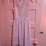 SheIn Light pink silk dress with crochet floral top. Barbiecore. Barbiepink Photo 3