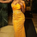 Custom Made Yellow Off-The-Shoulder Maxi Dress Photo 0