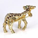 VTG Pave Crystal ZEBRA BROOCH PIN Enameled Gold Standing Zoo Animal Green Eyes Photo 2
