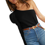 Nation Ltd New  - Sabrina One Shoulder Party Tee Shirt in Jet Black Medium $125 Photo 0