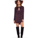 Free People  Swing Me Baby Navy and Rust Plaid Mini Dress Medium Photo 3
