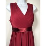 Azazie  Burgundy Bridesmaid Wedding Dress V-Neck Tie Waist Maxi Dress Size A10 Photo 1