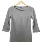 Theory  Stretch Wool Boatneck Fitted Sheath Charcoal Gray 3/4 Sleeve Dress Size 2 Photo 5